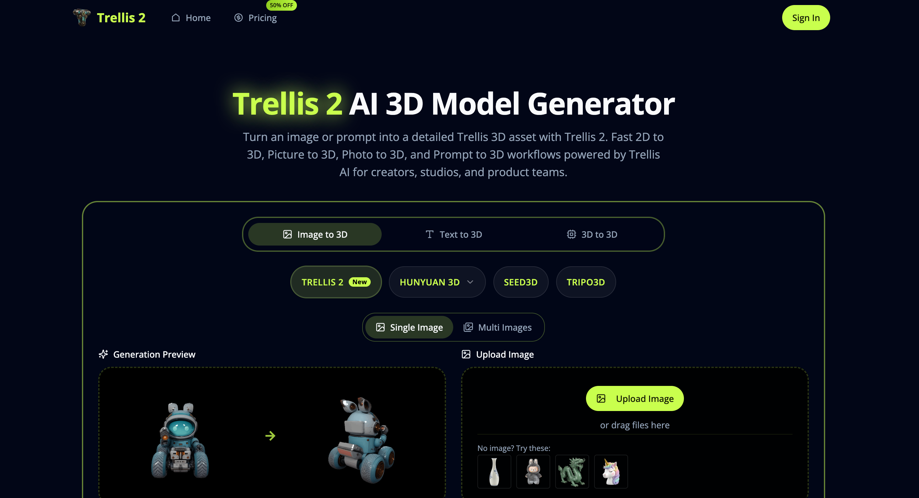 Trellis 2 AI 3D Generator
